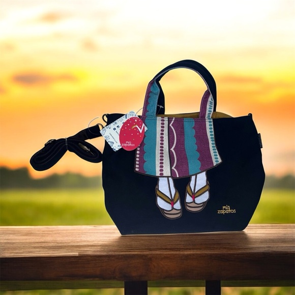 Mis zapatos Shoulder Tote 2WAY Bag Kimono Black Japan Women Brand New
